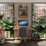 Espaço adaptado em uma sala de estar