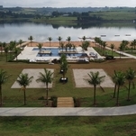 Vista aérea da nova piscina